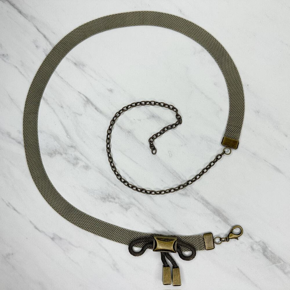 Metal Mesh Bow Bronze Tone Chain Link Belt One Size (OS) Adjustable Retro ✨